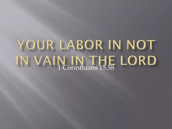 your labor in not in vain in the lord