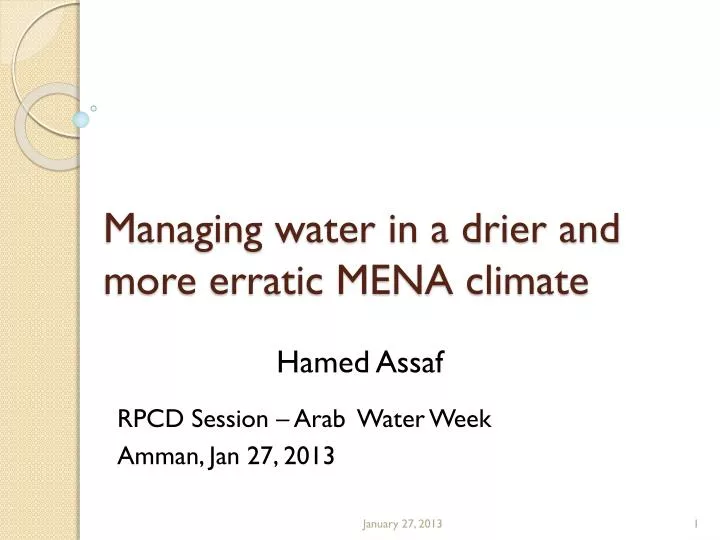 managing water in a drier and more erratic mena climate