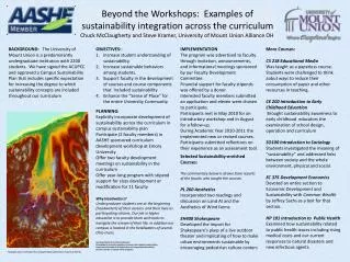 Beyond the Workshops: Examples of sustainability integration across the curriculum