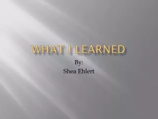 What I Learned