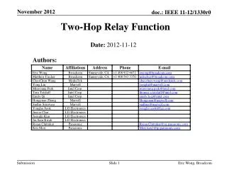 Two-Hop Relay Function