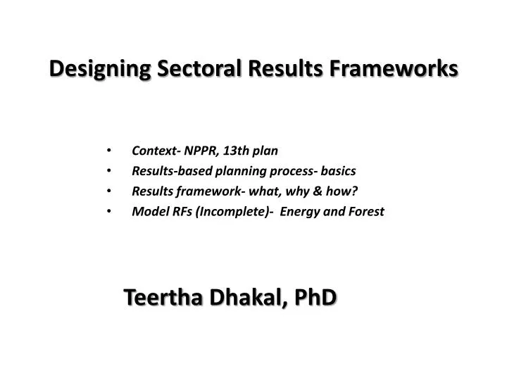 designing sectoral results frameworks