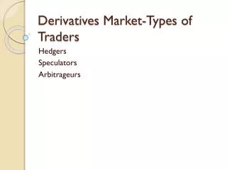 Derivatives Market-Types of Traders