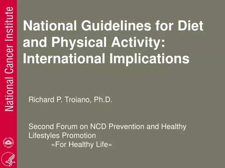 national guidelines for diet and physical activity international implications