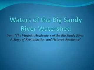 Waters of the Big Sandy River Watershed
