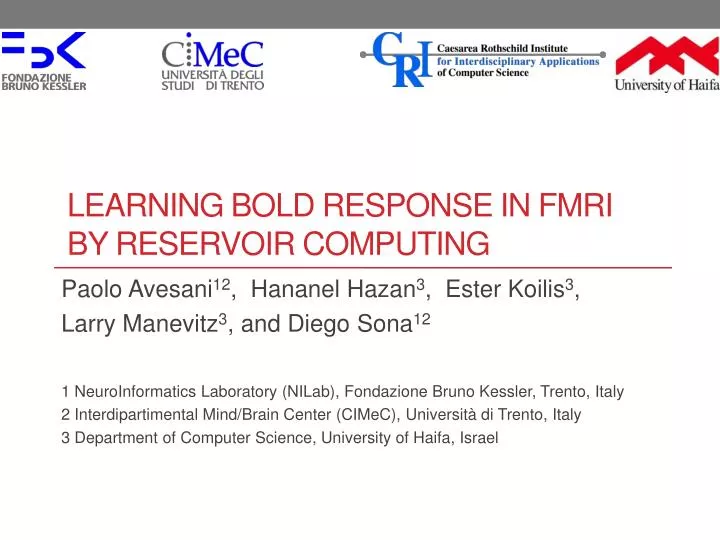 learning bold response in fmri by reservoir computing