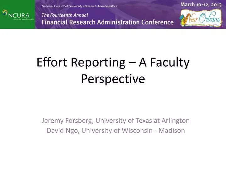 effort reporting a faculty perspective
