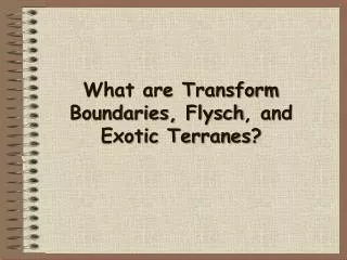 what are transform boundaries flysch and exotic terranes