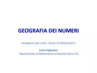 geografia dei numeri