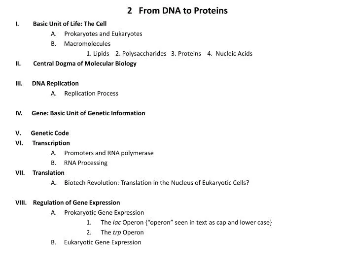 2 from dna to proteins