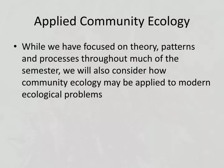 applied community ecology