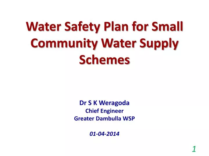 water safety plan for small community water supply schemes