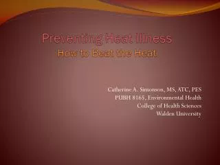 Preventing Heat Illness How to Beat the Heat