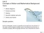 Motion diagrams Position and time Velocity Scientific notation and units Vectors and motion - slide 1