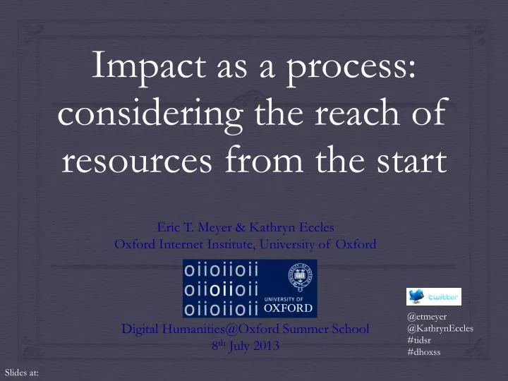 impact as a process considering the reach of resources from the start