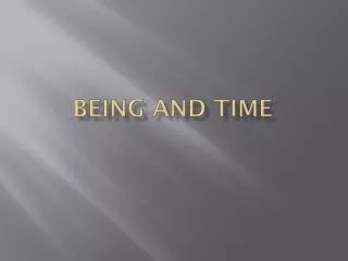 Being and Time