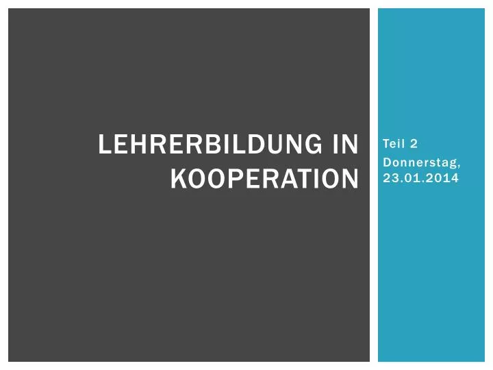 lehrerbildung in kooperation