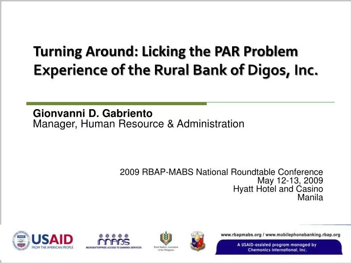 turning around licking the par problem experience of the rural bank of digos inc