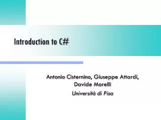 Introduction to C#