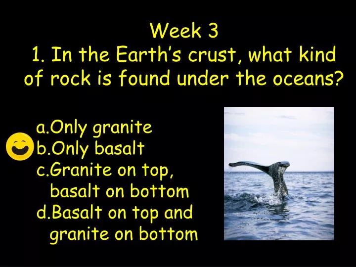 week 3 1 in the earth s crust what kind of rock is found under the oceans