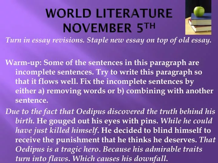 world literature november 5 th