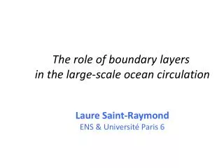The role of boundary layers in the large- scale ocean circulation