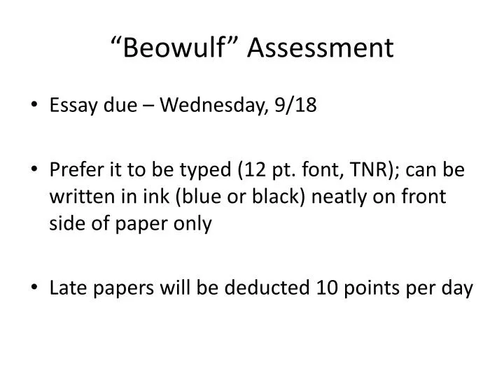 beowulf assessment