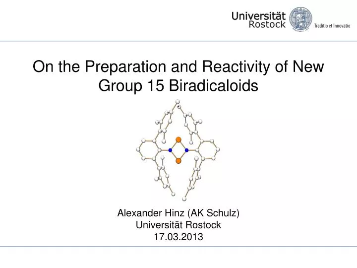 on the preparation and reactivity of new group 15 biradicaloids
