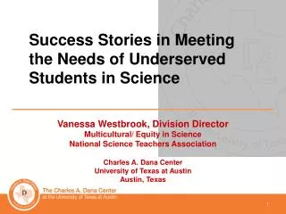 Vanessa Westbrook, Division Director Multicultural/ Equity in Science