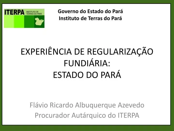 experi ncia de regulariza o fundi ria estado do par