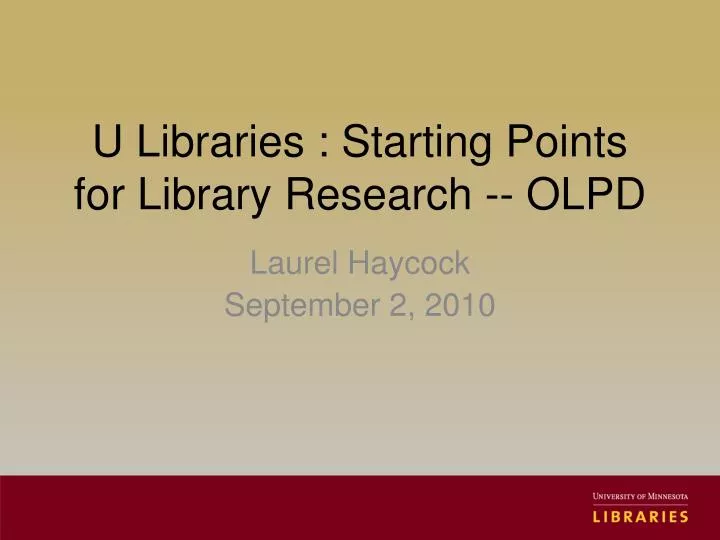 u libraries starting points for library research olpd