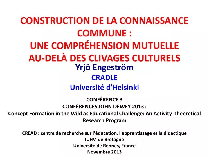 construction de la connaissance commune une compr hension mutuelle au del des clivages culturels