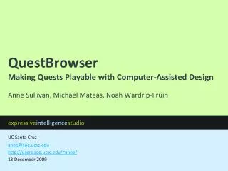 QuestBrowser Making Quests Playable with Computer-Assisted Design