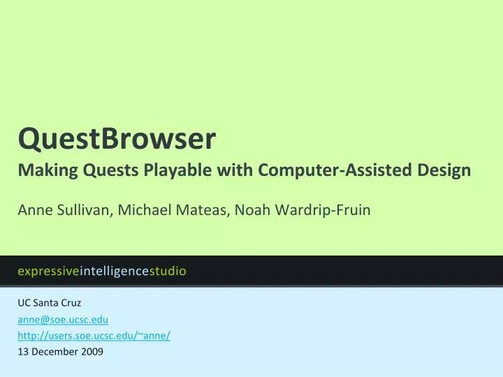 questbrowser making quests playable with computer assisted design