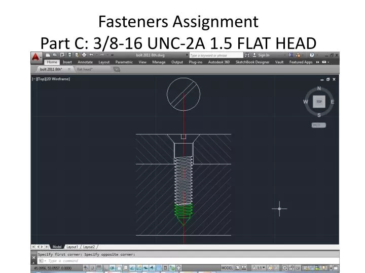 fasteners assignment part c 3 8 16 unc 2a 1 5 flat head