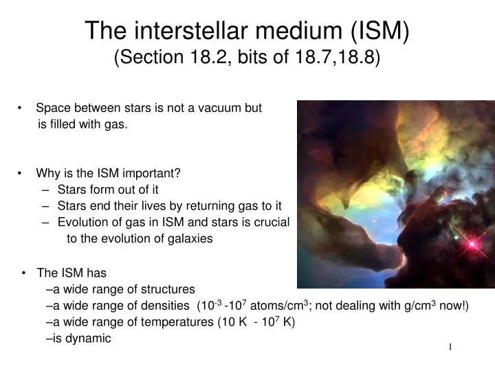 the interstellar medium ism section 18 2 bits of 18 7 18 8