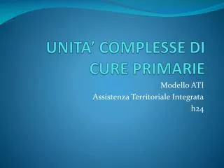 unita complesse di cure primarie