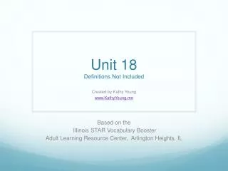 Unit 18 Definitions Not Included