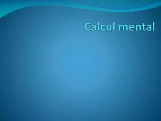 calcul mental