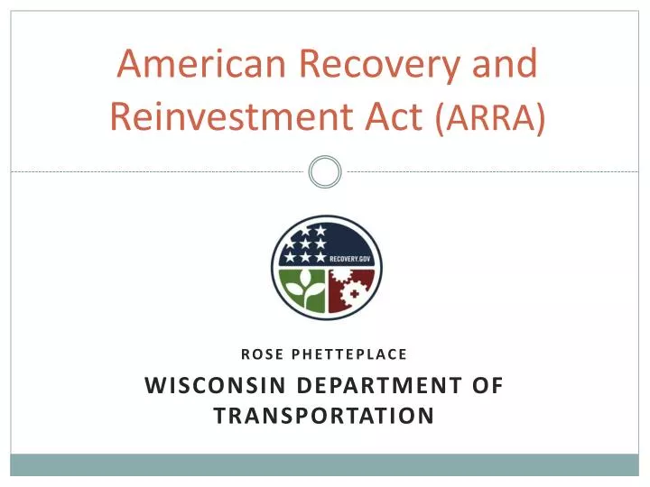 american recovery and reinvestment act arra