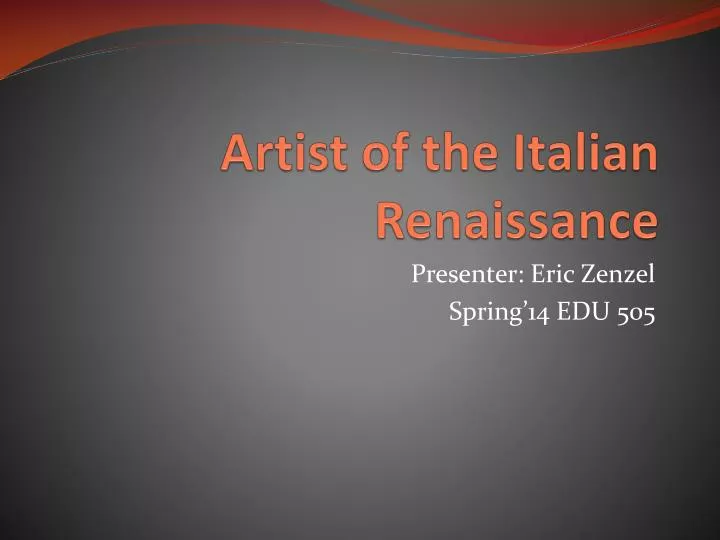 artist of the italian renaissance