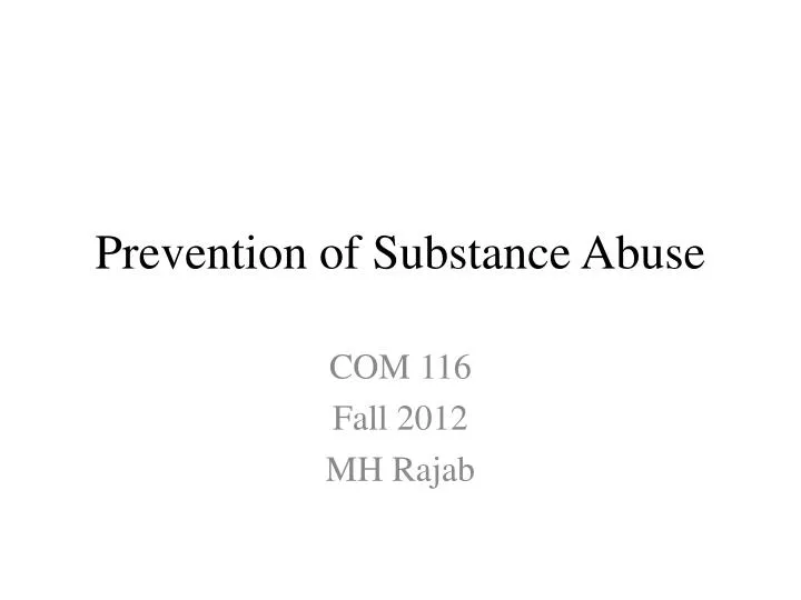 prevention of substance abuse