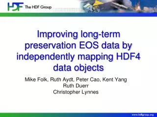 Improving long-term preservation EOS data by independently mapping HDF4 data objects