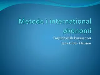 metode i international konomi
