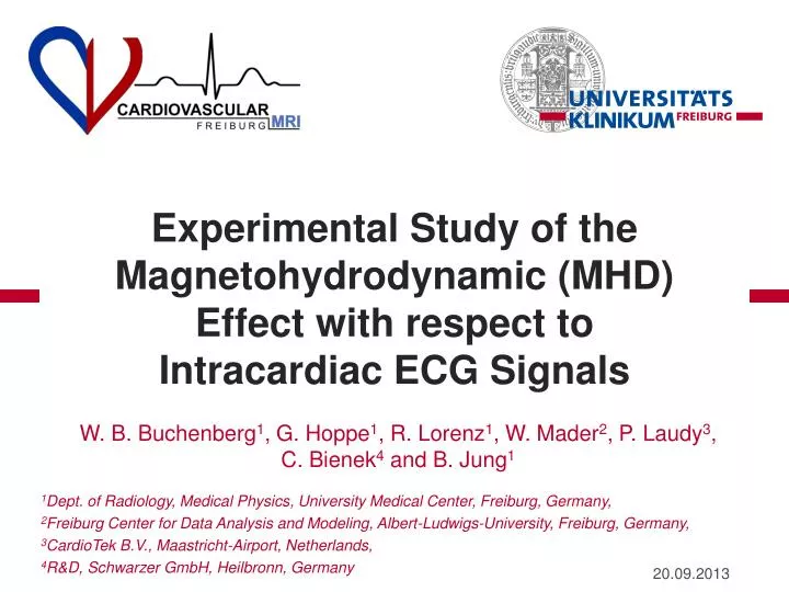 experimental study of the magnetohydrodynamic mhd effect with respect to intracardiac ecg signals