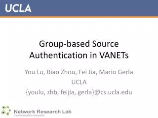 Group-based Source Authentication in VANETs