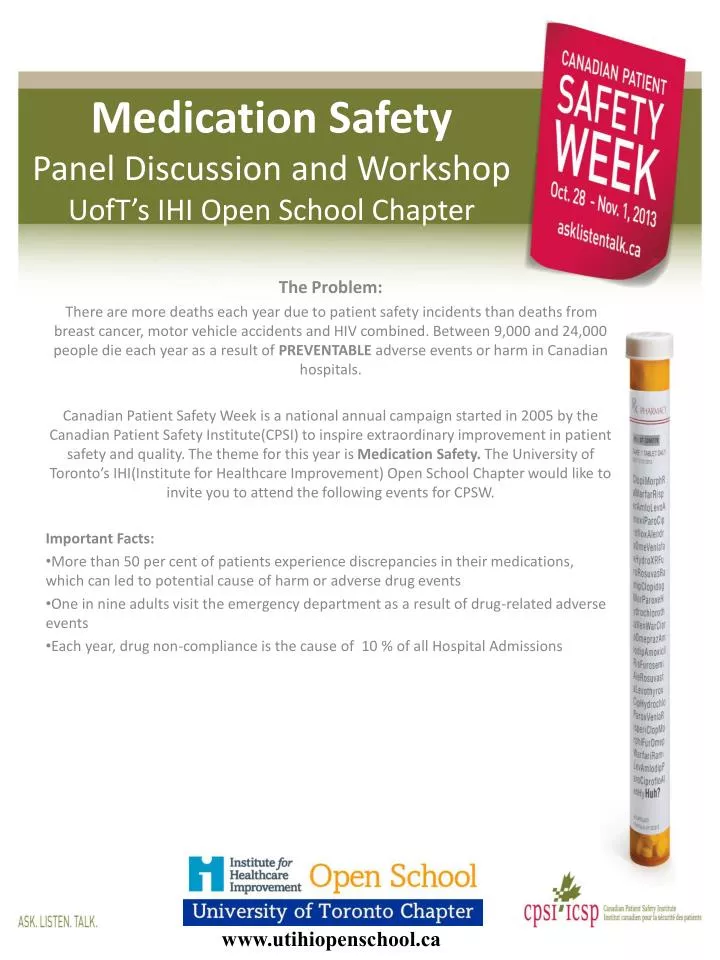 medication safety panel discussion and workshop uoft s ihi open s chool chapter