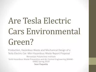 Are Tesla Electric Cars Environmental Green?