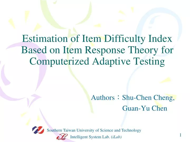 estimation of item difficulty index based on item response theory for computerized adaptive testing