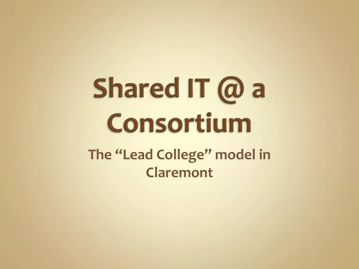 shared it @ a consortium